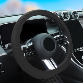 Car Steering Wheel Cover,Anti-Slip Silicone Automotive Steering Wheel Covers with Soft Elasticity,13-15 Inch Universal Steering Wheel Protector Car Interior Accessories for Women & Men (Black)