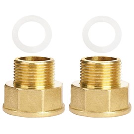 Nutmanel Reducer 3/4 to 1 Inch Brass 2 Pieces Reducer Extension with Sealing Ring Reducer Reducer Extension Brass Gas Stove Adapter Gas Adapter 3/4 to 1 Inch