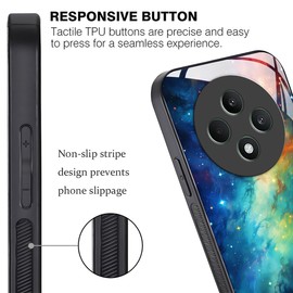 YUXING Slim Case for Oppo Reno 12 F 5G 4G / Reno 12 FS 5G 4G - Abstact Art Geometry Pattern Design Anti-scratch Glass Back Cover, Anti-slip Shockproof Bumper Case (Starry Sky)