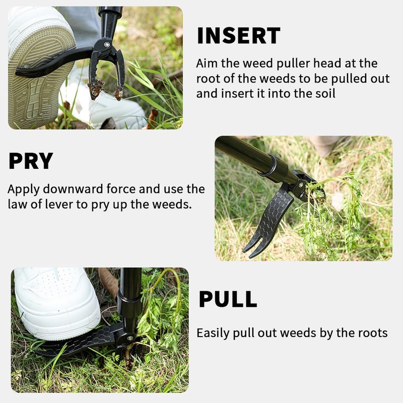 TOMVAES Weed Puller, Weed Puller Tool Stand-up Weeder with Metal