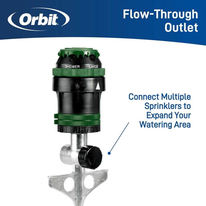 Orbit 58573N H2O-Six Gear-Drive Sprinkler on Metal T-Spike