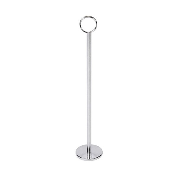 Royal Industries Place Card Holder Table Menu Holder, Ring Clip, 12" High, Stainless Steel