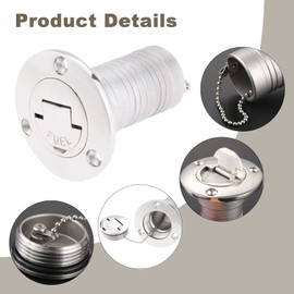 Mtsooning Boat Deck Fuel Filler, 1-1/2"(38mm) Steel Marine Gas Fill with Keyless Cap Hardware for Yacht Caravan RV Trucks Tractors and Trailer Fuel/Gas/Water/Waste Tanks