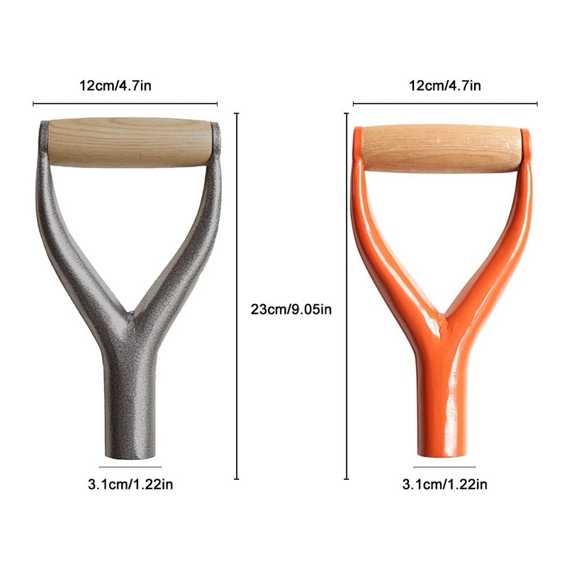 Shovel D Grip Handle,Metal Shovel Replacement Handle with Wooden Grip,31mm
