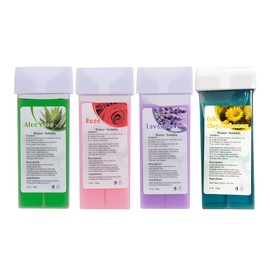 Roll On Wax Hair Removal Wax, Roll-on Wax,Wax Refill, Soft Wax Roller Cartridge for Roll on Waxing Kitfor Larger Areas of the Body Hair Removal at Home for Women & Men 4 Pack washable