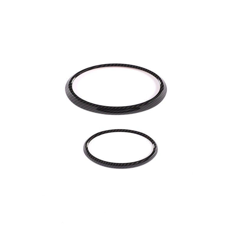 car-attention Carbon Fiber Front Rear Emblem Badge Logo Trim 2PCS