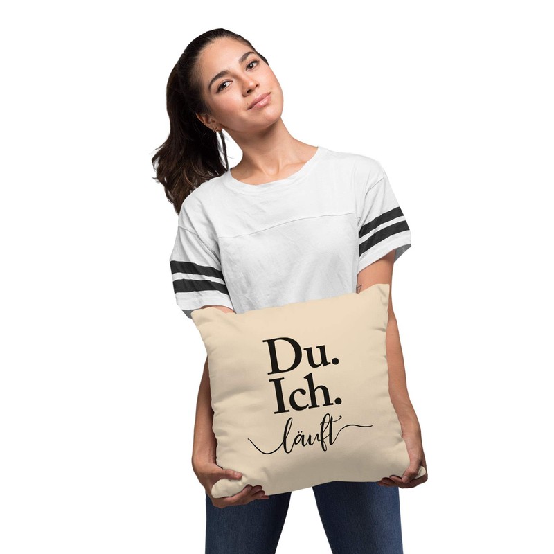 MoonWorks® Cushion Cover with German Text "Ich Du Laufen" (German
