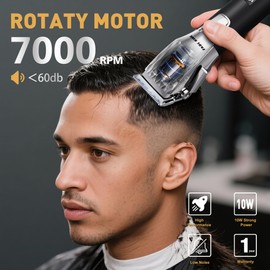 FADEKING® Pro Hair Clipper & Trimmer Set - 2600mAh Cordless Clippers, Zero-Gap Trimmer, 7000RPM Motor, Self-Sharpening Blades, Storage Case - Perfect for Fades & Beard Grooming(Silver Black)