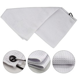 Myartte 2pcs Golf Towels for Golf Bag for Men Women Golfer Microfiber Fabric Waffle Pattern 16’’×16’’ (White)
