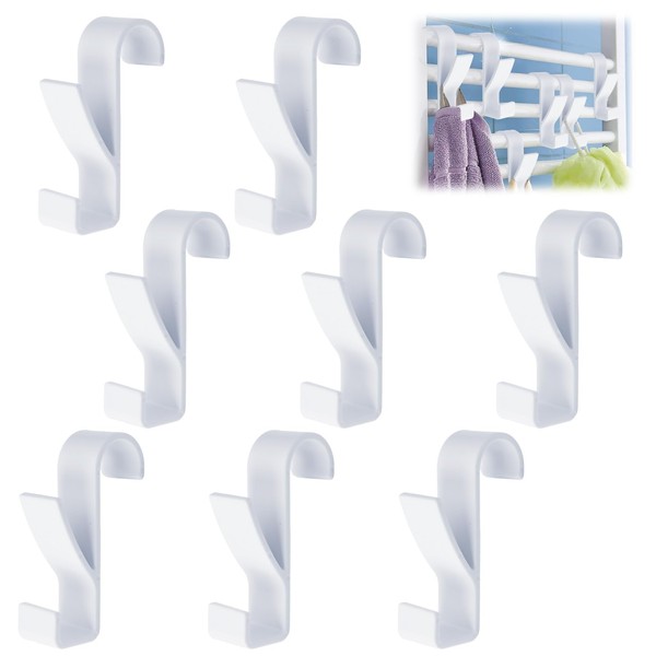 MOROBOR 8Pcs Rail Hooks Towel Rail Radiator Hooks，Bath Hook Holder,
