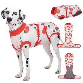 Kuoser Dog Recovery Suit for Female Male After Surgery, Printed Anti-Licking Dog Surgery Suit for Spay Neuter, Breathable Pet Bodysuit for Abdominal Wounds Skin Disease, Cone Alternative Onesie, XL