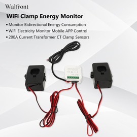 Single Phase Smart Energy Monitor Power Meter Consumption Monitor Electricity Meter with 2 200ACT Current Transformer 90‑250VAC