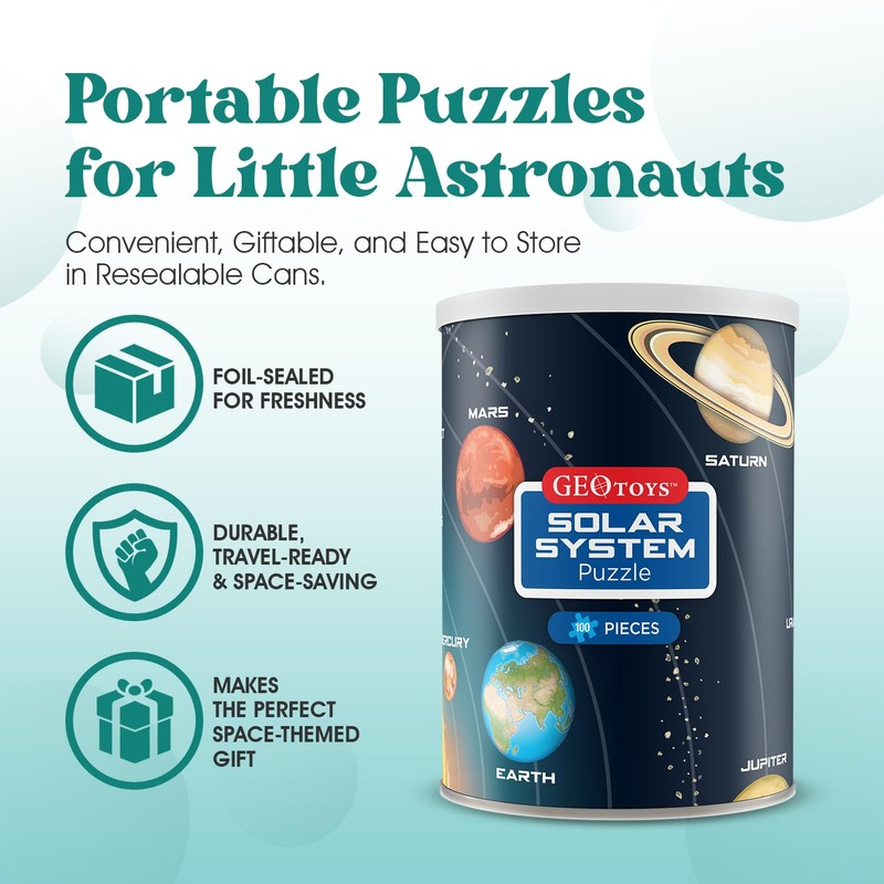 Geotoys Mini Solar System Puzzle - 100 Piece Puzzles for