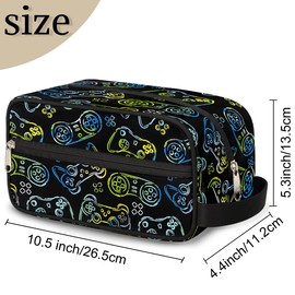 LLCXCSI Boys Travel Toiletry Bag Blue Game Controller Kids Waterproof Hanging Dopp Kit, Wash Bag with Large Capacity for Travel, Sports, Shower