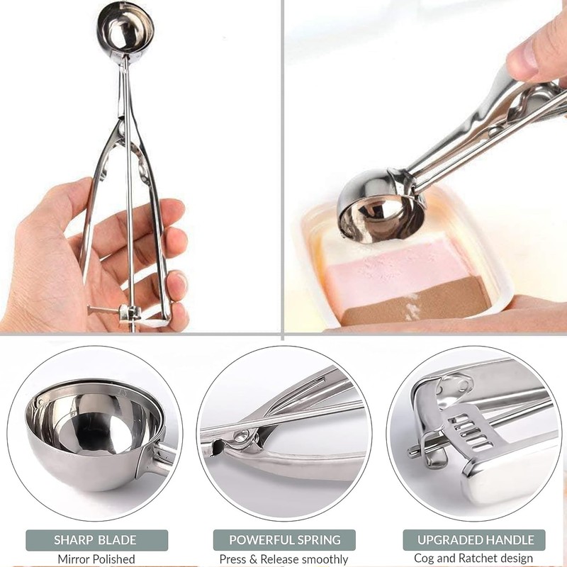 Ice Cream Scoops with Easy Trigger,Cookie Scoops for Baking-Medium Sized