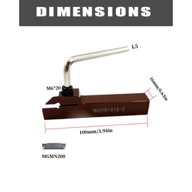 RHFGYY 5/8inch Indexable Lathe Grooving Parting Holder MGEHR1616-2 Spring Steel with 10 pcs MGMN200 Grooving Inserts Right Hand Cut Off Tool Carbide Inserts (5/8in Holder + MGMN200)
