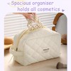 Kintiva Quilted Cotton Makeup Bag Travel, Portable Toiletry Cosmetic Pouch