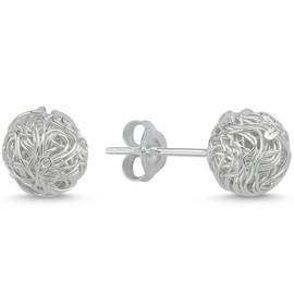 Vinani 2OSAA Ball Stud Earrings Shiny 925 Sterling Silver, Sterling Silver