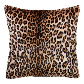 SARO LIFESTYLE Cheetah Print Faux Fur Throw Pillow, 18" Down Filled, Brown