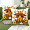 OECTVD Highland Cow Embroidered Throw Pillow Cover - 18x18 Outdoor