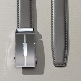 YEHMAN Men's Leather Automatic Ratchet Belt with Sliding Buckle without holes 3 cm (505 Grey 120 cm)