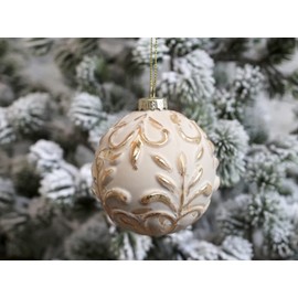 Chic Antique Skan Design 51920-07 Christmas Bauble with Pattern Vintage Christmas Tree Bauble Christmas Decoration Various Sizes and Shapes Skan Design (51920-07 Diameter 8 cm Powder)