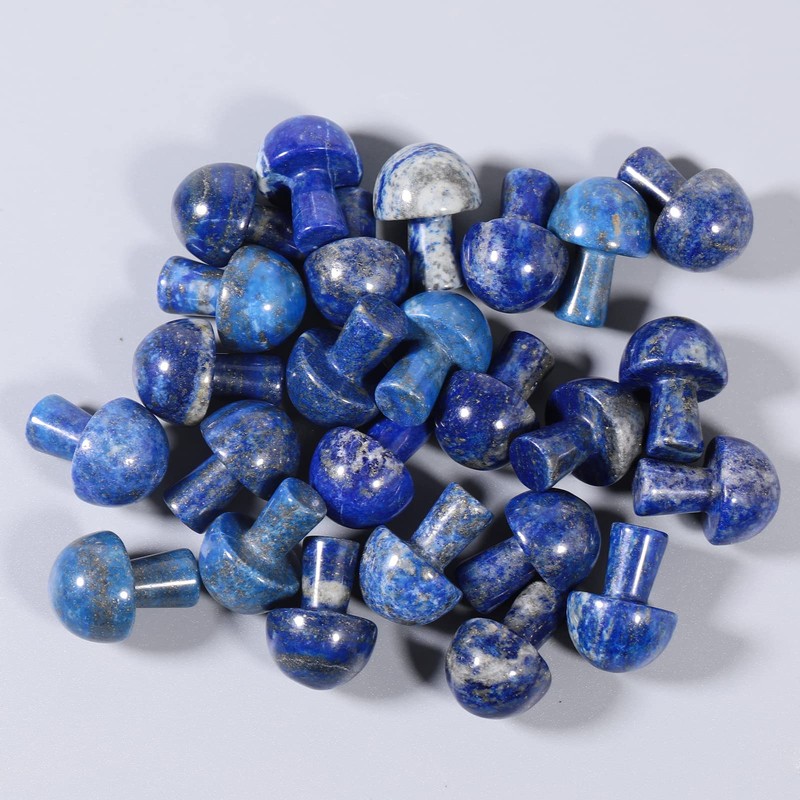 Loveliome 7Pcs Crystal Mushroom Sculpture Stone Statue Figurine, Hand Carved