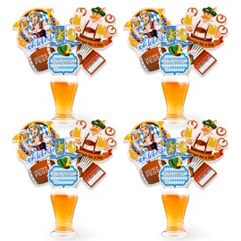 HOWAF 24pcs Oktoberfest Party Decoration Centerpieces Sticks, German Beer Festival Table Centerpieces for Oktoberfest Party Table Decor, Oktoberfest Paper Cutouts, Oktoberfest Table Toppers