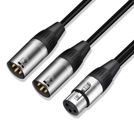 Kumiho XLR Splitter Cable XLR Y Splitter Cable 1 Female to 2 Male, XLR Y Cable 1 Female 2 Male Balanced Microphone Splitter Cord Audio Adaptor 3Ft