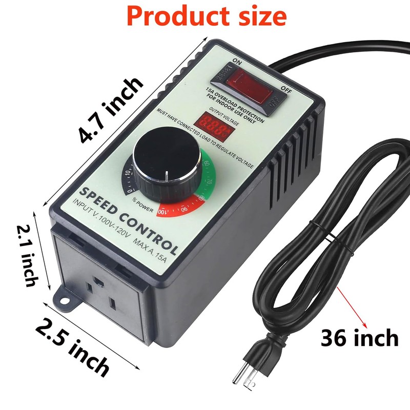 AC Motor Speed Controller 100V-120V 15A Variable Fan Speed Controller,AC