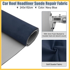 REPAIROCK Suede Headliner Fabric 96" Length x 60" Width Foam Backed for Car Truck RV SUV Interior Trim Protect Aging Broken Faded DIY Repair Navy Blue Auto Replacement Parts