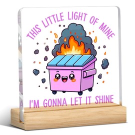 Dumpster Fire Desk Decor Accessories Funny Purple Office Decor Inspirational Coworker Gifts Acrylic Sign Plaque Table Decorations for Home Workplace