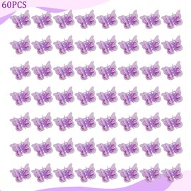 Ahoney 60PCS Mini Butterfly Hair Clips for Hair with Box Glitter 90s Y2k Purple Hair Accessories for Girls Women (Purple)