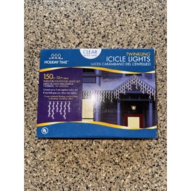 Holiday Time NEW Holiday Time Twinkling Icicle Style White Wire Clear Bulb Lights 150ct
