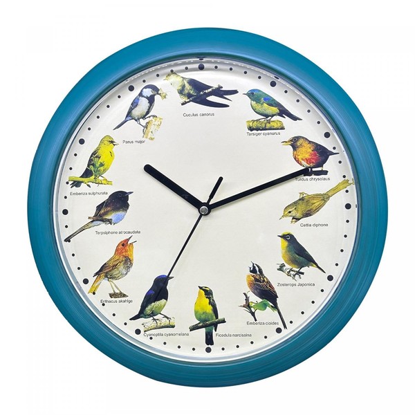 Herzberg, HG03718-BLU, Bird Singing Blue, Singing Clock, Soothing Melodies, Diverse
