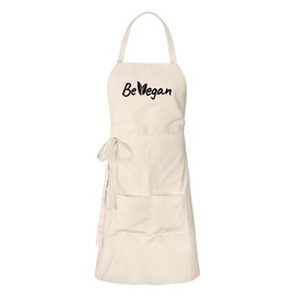 huuraa Apron Be Vegan Leaves Unisex Apron Cooking Apron Size with Motif for All Vegans: Indoors Gift Idea for Friends and Family, natural
