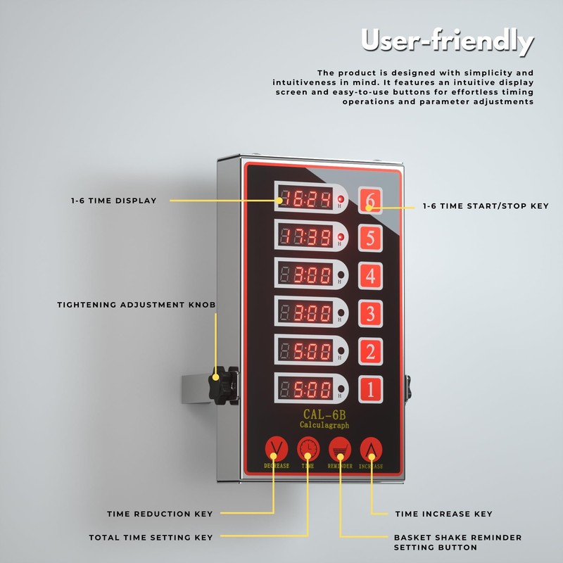 Commercial Kitchen Timer with 6 Channels, Professional LED Digital Timer
