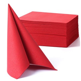 MORGIANA Pack of 50 Red Napkins Disposable Napkins Fabric-Like High-Quality Napkins Fabric-Like White Napkins for Wedding Christmas 40 x 40
