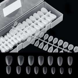 Annhua Nail Tips, Clear, Matte, 270 Pieces, Almond Shape, Short Nail Length, Clear Tip Set, Ultra Thin, False Nails, Transparent Nail Tip, Nail Length, Nail Length, Nail Gel, Practice, Commercial Use,