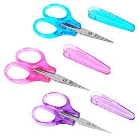 3Pcs Small All Purpose Craft Scissors - Stainless Steel with Protective Cover, Mini Detail, Precision Straight Fine Tips for Paper Cutting, Scrapbooking