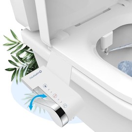 HOPOPRO Bidet Attachment for Toilet, Non-Electric Bidet Ultra-Slim Dual Nozzle (Feminine/Rear Wash), Cold Water Bidets Sprayer for Existing Toilets with Adjustable Pressure Control 1-Min Install