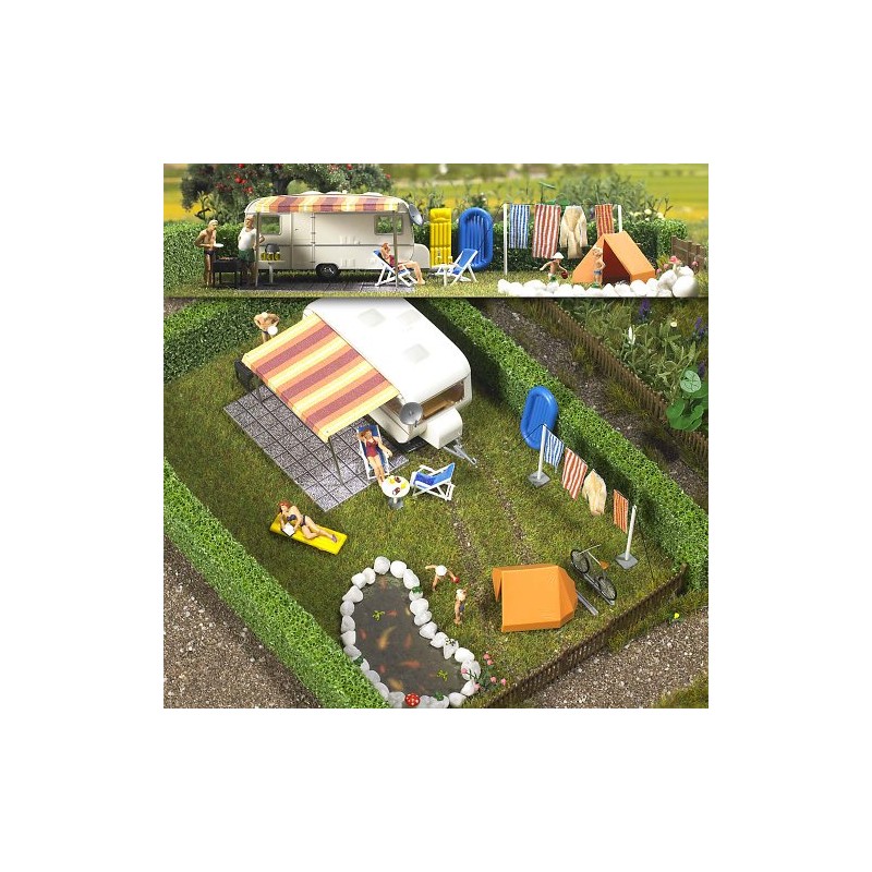 Busch 6023 - Wohnwagen mit Zubehör
