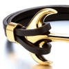 COOLSTEELANDBEYOND Mens Large Stainless Steel Gold Color Marine Anchor Bangle