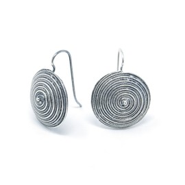 Corbula Silver Spiral Earrings, Sterling Silver, No Gemstone
