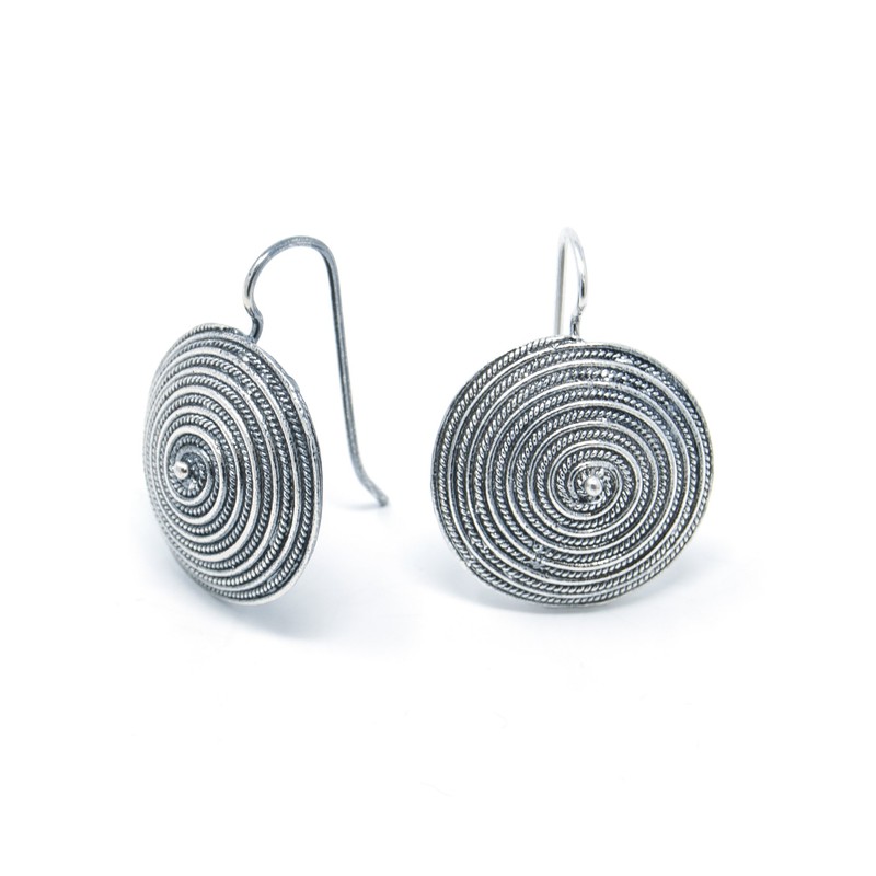 Corbula Silver Spiral Earrings, Sterling Silver, No Gemstone