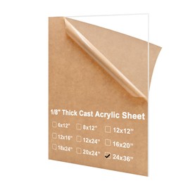 KINLINK 24x36 Plexiglass Sheets 1/8 inch-3mm Clear Acrylic Sheets, Clear Plastic Board Polycarbonate Sheet for DIY Project, Craft, Acrylic Sign, Weding Invitaton 1 Pack