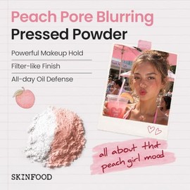 SKINFOOD - Pacto de desenfoque de poros de algodón melocotón – Paquete de control de sebo con textura sedosa – Fijación de maquillaje de larga duració