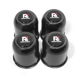 RTrhinotuning 3.74 in Stainless Steel Trailer Wheel Center Caps 4.33 in Tall for Truck SUV RV Rim Center Caps Black Push Through Hub Cover 4 Pieces