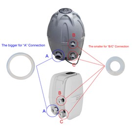 Autoacc Connector Seal Gasket Set, Air Pump Gasket Compatible with Bestway Saluspa Coleman Lay-z-spa Inflatable Hot Tub Hearter Spa Replacement Parts (1xA+4xB/C)