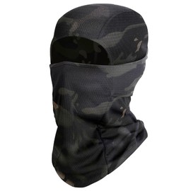 H HOME-MART Ski Mask,Balaclava Face Mask,Breathable Mesh Cooling Neck Gaiter, Ski Motorcycle Cycling Balaclava Face Mask UV Protection for Men Women Sun Hood (Polyester, Black Camouflage)